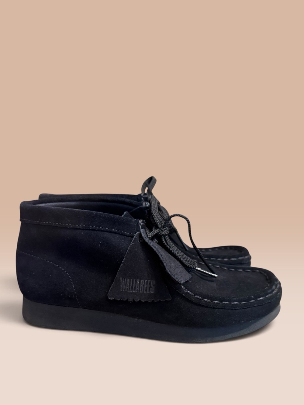 New Clark’s Originals Wallabee Boots Black Suede Kids/Youth US 3W